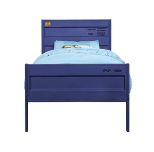 English Elm Cargo Metal Twin Bed with Cargo Container Style, Recessed Panels, Low Profile Frame, 330lb Capacity Blue 47 L x 28.75 W x 5.3 H B2726P347880