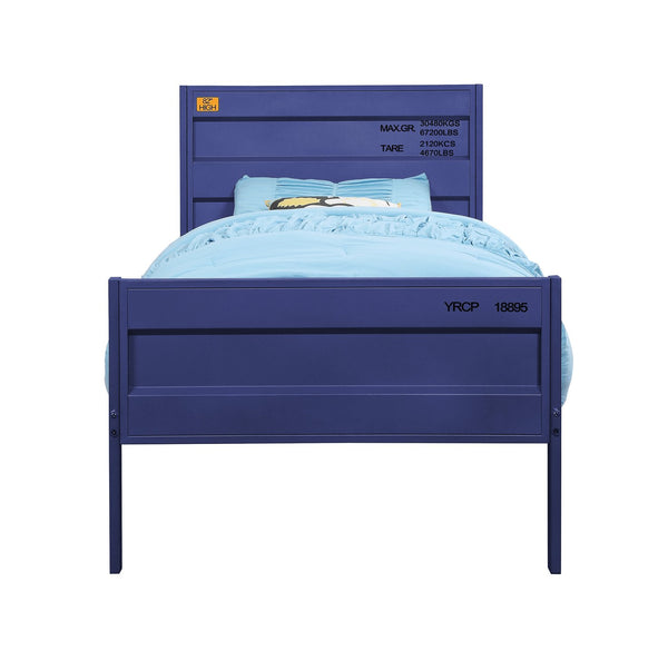English Elm Cargo Metal Twin Bed with Cargo Container Style, Recessed Panels, Low Profile Frame, 330lb Capacity Blue 47 L x 28.75 W x 5.3 H B2726P347880