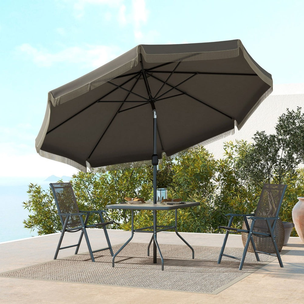 English Elm Outsunny 9Ft Ruffled Patio Umbrella With Crank & Tilt, Elegant Outdoor Market Shade For Garden & Deck W2225P200642-GIGA