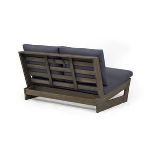 English Elm Christopher Knight Home® - SHERWOOD Loveseat with Acacia Wood Frame, Water-Resistant Cushions & Slatted Paneling for Patio Comfort and Durability DARK GREY 64868.00DGRY