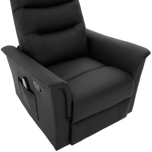 English Elm Manual Recliner Swivel Rocker Boucle Chair with 8-point Massage for Nursery or Living Room Black N763P363763B
