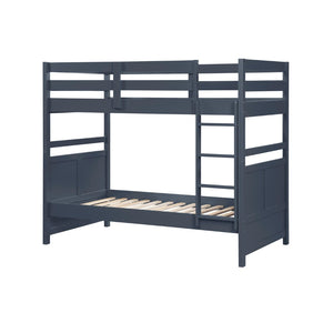 English Elm Bunk Bed Twin Over Solid Wood Frame with Guard Rails for Kids Shared Rooms Navy Blue B011S02315
