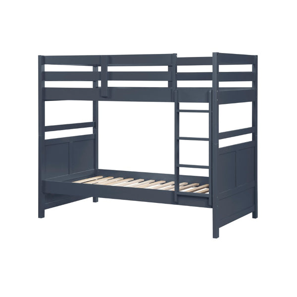 English Elm Bunk Bed Twin Over Solid Wood Frame with Guard Rails for Kids Shared Rooms Navy Blue B011S02315
