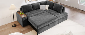 English Elm Mirod L Shaped Sleeper Sectional with Hidden Storage and Fold Out Bed for Apartments N760S0000030G