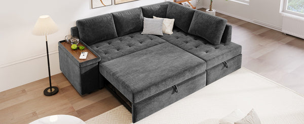 English Elm Mirod L Shaped Sleeper Sectional with Hidden Storage and Fold Out Bed for Apartments N760S0000030G