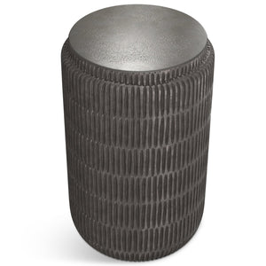 English Elm Juno Cast Aluminum Side Table in Graphite Finish — Handcrafted Textured Round End Table, 18" x 24" B136P239040