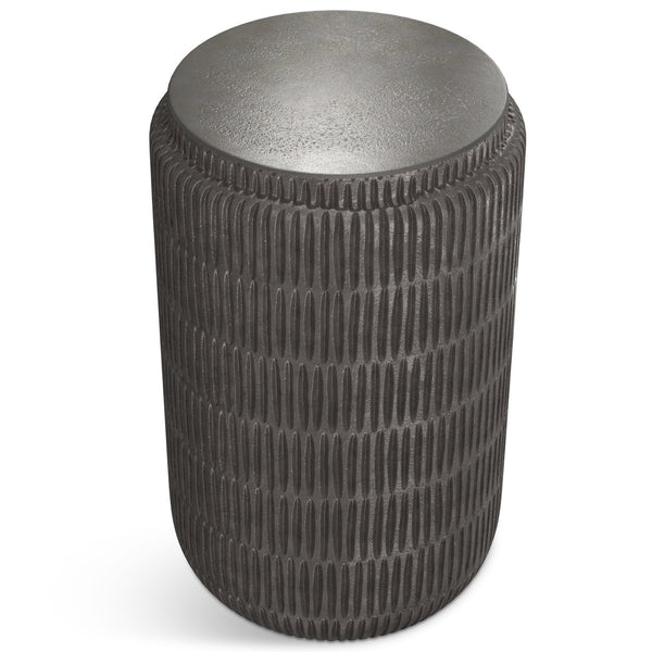 English Elm Juno Cast Aluminum Side Table in Graphite Finish — Handcrafted Textured Round End Table, 18" x 24" B136P239040