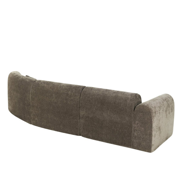 English Elm 140" Curved Sectional Sofa 3 Piece Lamb Wool Upholstered Retro Modern Living Room Set N767P277684D