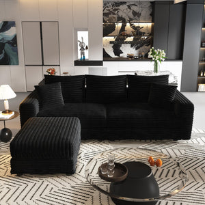 English Elm 82.6"upholstered Velvet Chesterfield Sofa with Button Tufting Nailhead Trim Rolled Arms Black W1885S00349