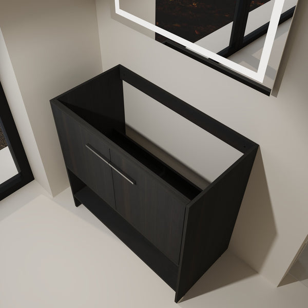 English Elm 36" Freestanding Bathroom Vanity with 2 Doors and Open Shelf, Modern Ergonomic Plywood Cabinet Dark Oak W1972P268401