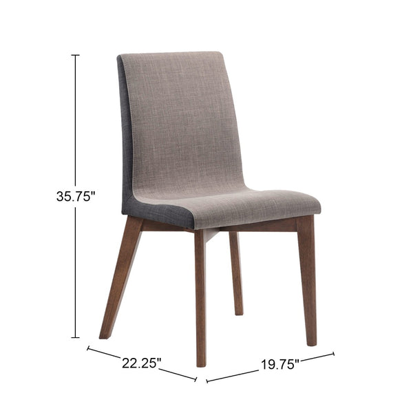 English Elm Set Of 2 Stylish Grey Fabric Dining Chairs With Walnut Legs – Mid-Century Modern Comfort & Design B016P223111-GIGA
