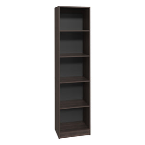 English Elm XS Compact Bookcase 5-Shelf Slim Bookshelf in Dark Walnut & Black Wengue — Space-Saving, Durable Storage B097P350331