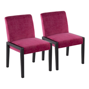 English Elm Carmen Modern Velvet Dining Chair Set of 2 in Crushed Hot Pink with Black Wood Frame — Luxe Comfort B202S01313