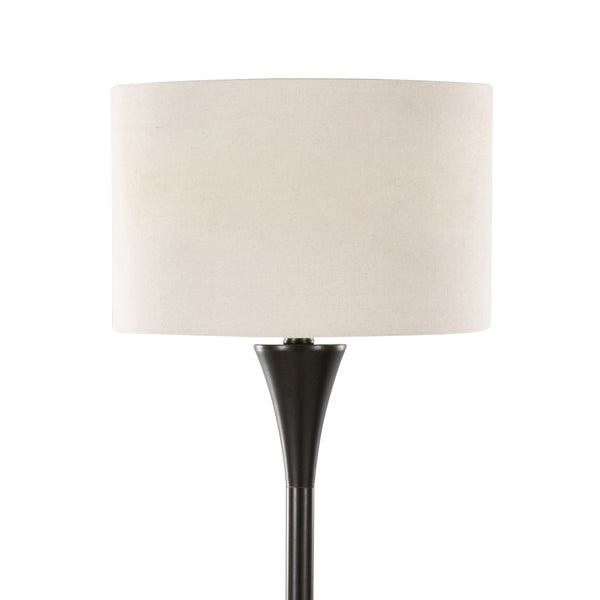 English Elm Lenuxe 65" Contemporary Metal Floor Lamp - Oil Rubbed Bronze Hourglass Body with Linen Shade, 3-Way B202P223995