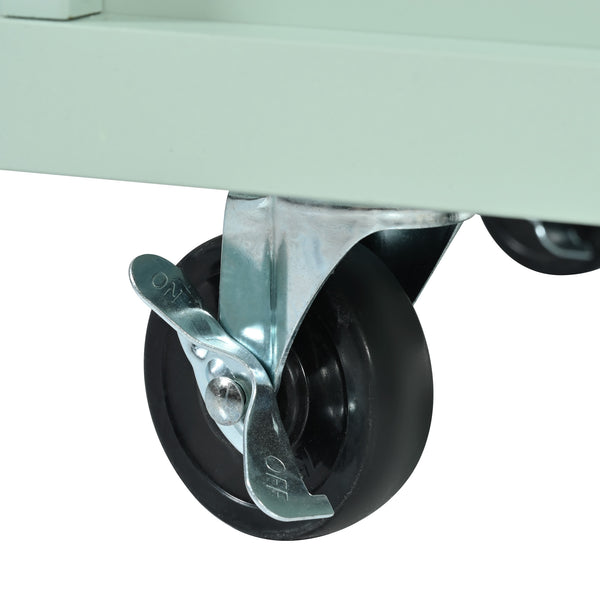 English Elm Kitchen Cart with Drop-Leaf Rubberwood Countertop, Rolling Island with Cabinet, Drawers & Racks for Dining Room - Stylish Durable Storage Solution Mint Green WF298028AAE