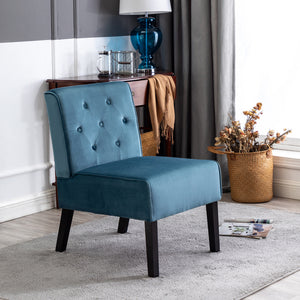 English Elm Reese 53" Armless Button Tufted Accent Chair Set of 2 with Velvet Upholstery, Curved Back Comfort Blue B2735P271023