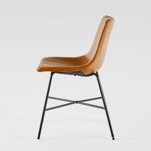 Upholstered Dining Chair with Metal X Base - Set of 2 Whiskey Brown XUMD1EWB Walker Edison