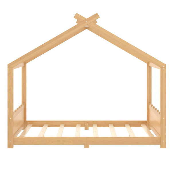 English Elm Twin House Frame Floor Bed Solid Pine Kids Room Montessori Low Profile Play Nook W1580P387841