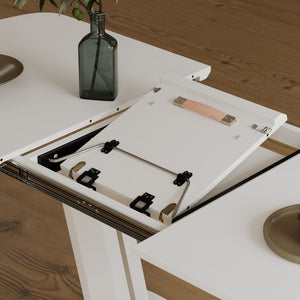 English Elm 62.99-78.74" Expandable Grey-White Dining Table With U-Shaped Legs - Modern Industrial Style For Home & Office P2 W2189S00751-GIGA