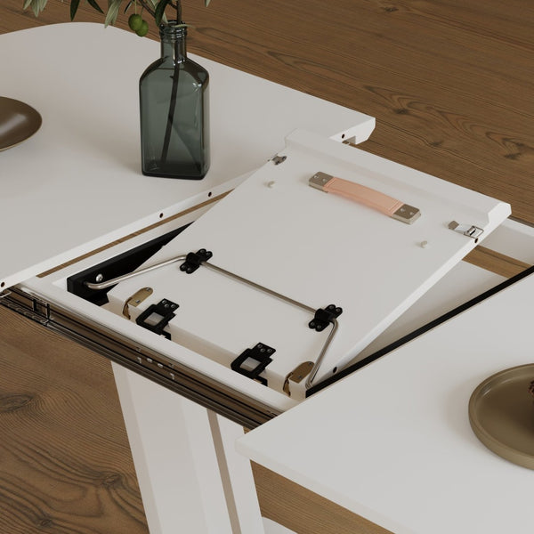 English Elm 62.99-78.74" Expandable Grey-White Dining Table With U-Shaped Legs - Modern Industrial Style For Home & Office P2 W2189S00751-GIGA