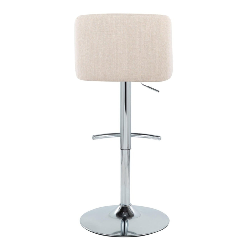 English Elm Toriano Adjustable Barstool Set Of 2 - Cream Upholstered With Chrome Base, 360° Swivel & Footrest B202S01043-GIGA