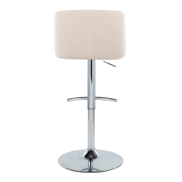 English Elm Toriano Adjustable Barstool Set Of 2 - Cream Upholstered With Chrome Base, 360° Swivel & Footrest B202S01043-GIGA