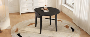 English Elm Extendable Round Dining Table Folding Mdf Top Rubberwood Legs Small Space Apartment Black N752P405933B