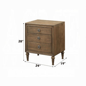 English Elm Inverness Three Drawer Nightstand Reclaimed Oak Farmhouse Bedroom Wood Legs B2726P475048