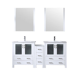 English Elm White Double Bath Vanity Set With Ceramic Top, Faucets & Mirrors - Elegant Storage Solution! B2731S01212-GIGA