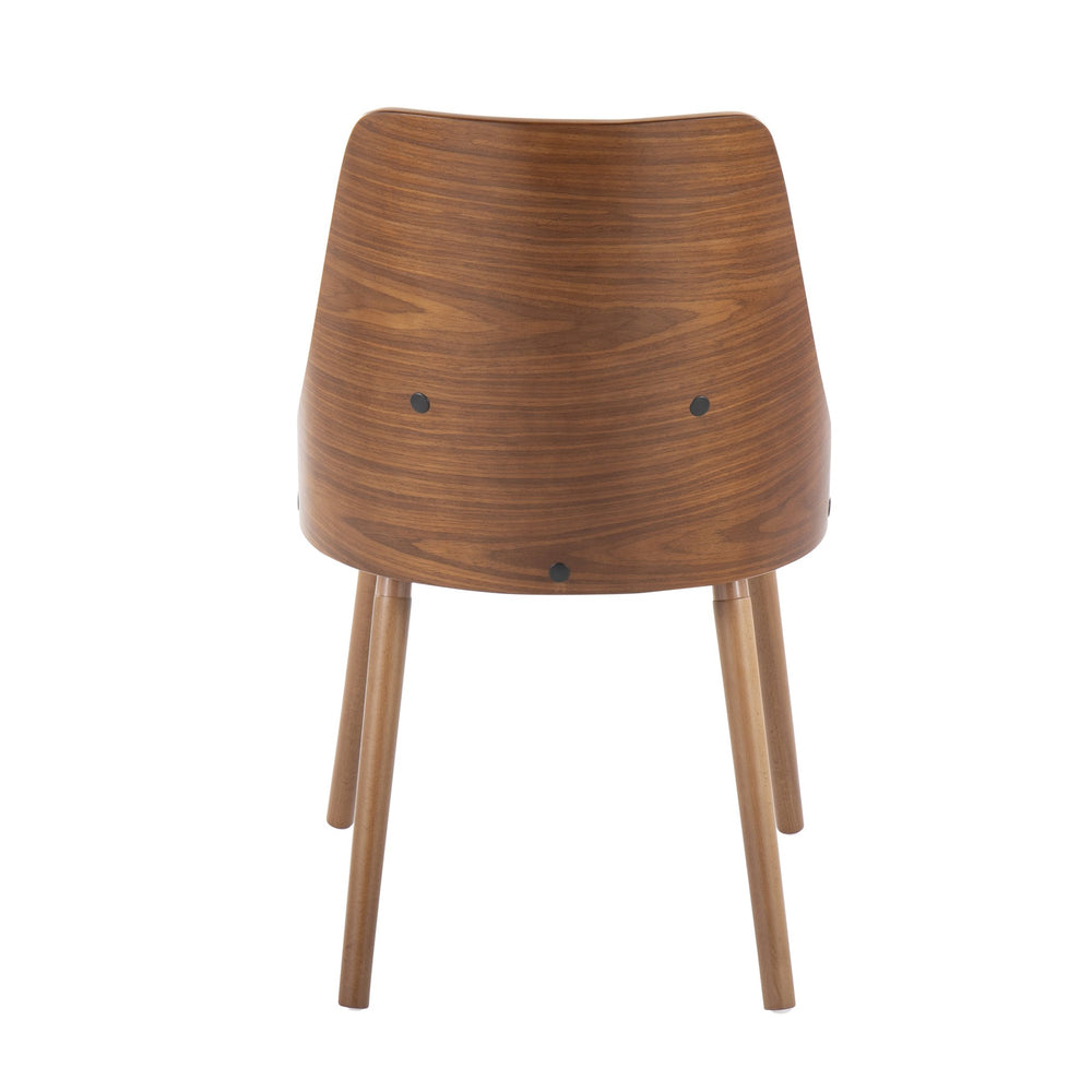 English Elm Anabelle Mid-Century Dining Chair Set of 2 — Walnut Bent Wood Frame, Brown Faux Leather Upholstery, Cozy Plush Seating B202P223420