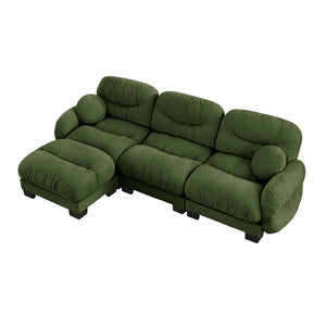 English Elm Pleated Chenille Sectional Sofa with Ergonomic Foam Sculptural Curved Armrests Living Room Green W5656S00050