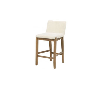 English Elm Solid Wire-brushed Wood Counter Stools Set of 2 with Flax Cushion for Kitchen Island B011P474549