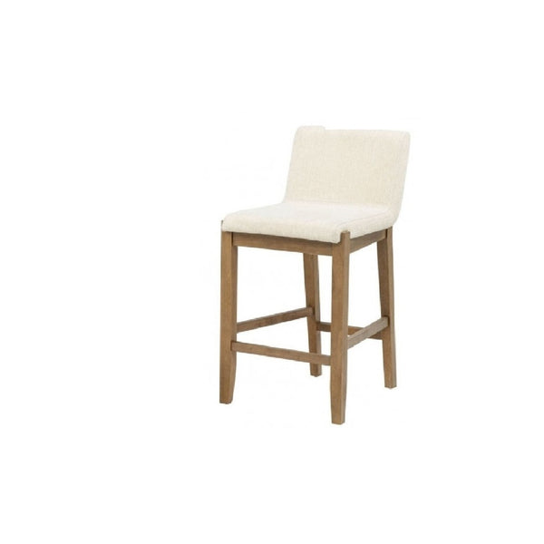 English Elm Solid Wire-brushed Wood Counter Stools Set of 2 with Flax Cushion for Kitchen Island B011P474549
