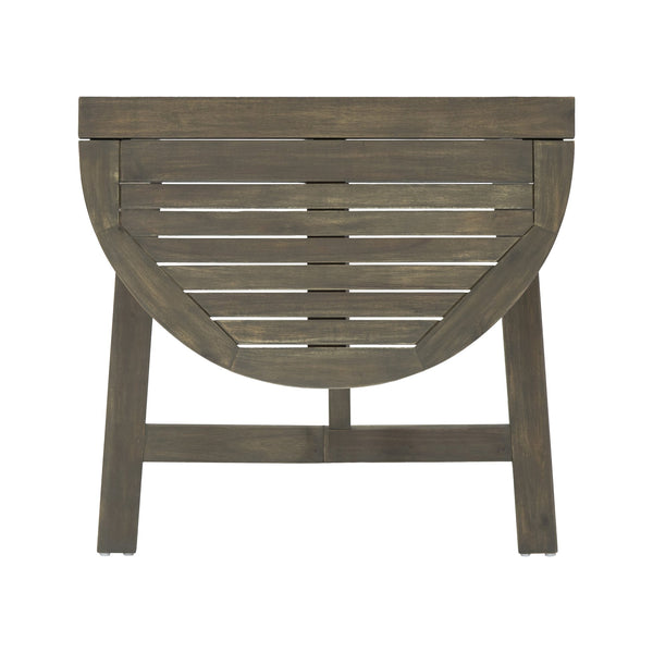 English Elm Christopher Knight Home® - Outdoor Half-Round Folding Acacia Wood Bistro Table with Gray Handcrafted Finish, Space-Saving Elegance Grey 65324.00GRY