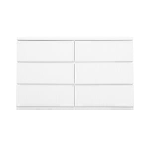 English Elm 6 Drawer Storage Cabinet White — Stylish 6-Drawer Dresser wavy fronts, spacious organizer for bedroom, hallway, entryway, living room W409P270435