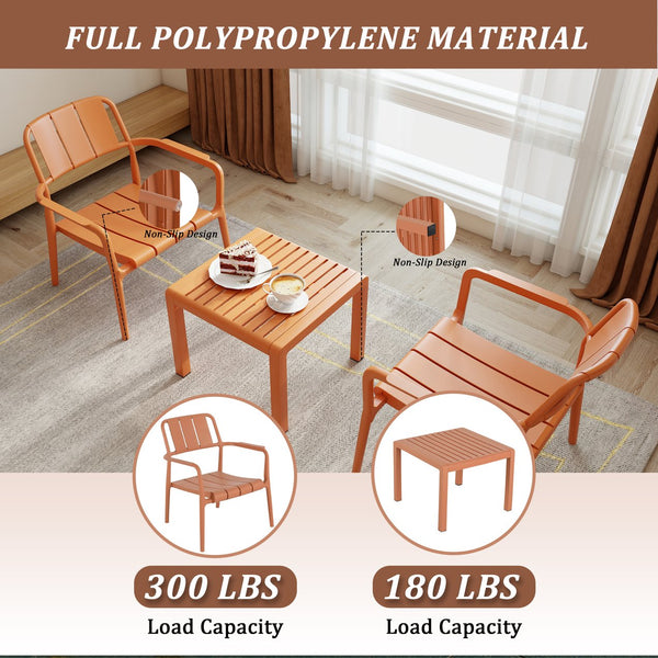 English Elm 2-Piece Pp Single-Seater Chairs & Coffee Table Set – Stylish Indoor/Outdoor Furniture, Easy Setup! W3450P323335