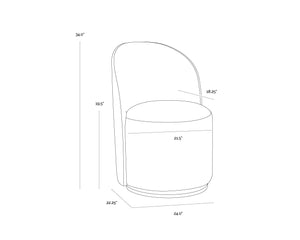 Sunpan Cavoli Swivel Dining Chair - Stylish Curved Design, Fully Upholstered for Ultimate Comfort and Elegance Mina Light Grey / Meg Ash