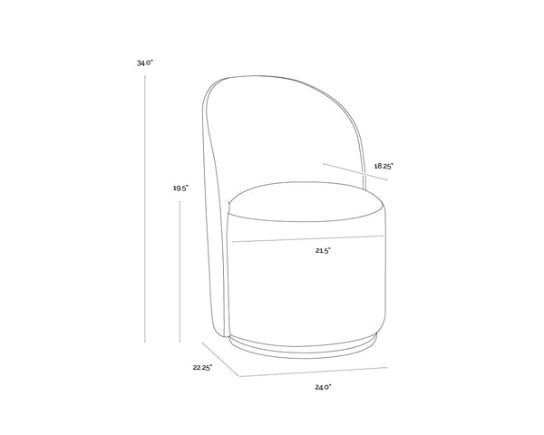 Sunpan Cavoli Swivel Dining Chair - Stylish Curved Design, Fully Upholstered for Ultimate Comfort and Elegance Mina Light Grey / Meg Ash