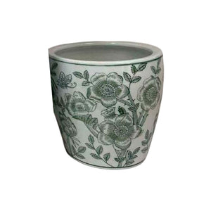 English Elm Kerry Blue Floral White Ceramic Planter Collection Four Graduated Pots for Indoor Garden Display White+Green B056P416929