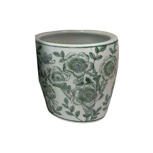 English Elm Kerry Blue Floral White Ceramic Planter Collection Four Graduated Pots for Indoor Garden Display White+Green B056P416929