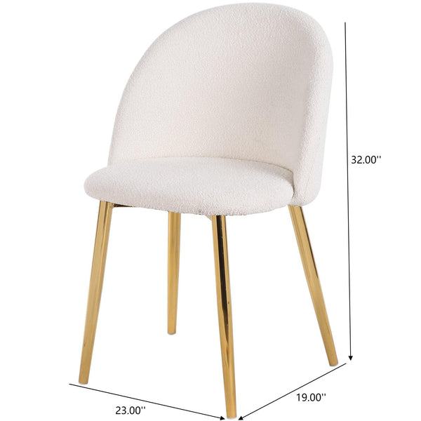 English Elm Ashcroft Furniture - Marion Mid Century Modern Dining Chair Set of 2 — Gold-Plated Legs, White Bouclé Upholstery, Luxe Comfort B183P231914