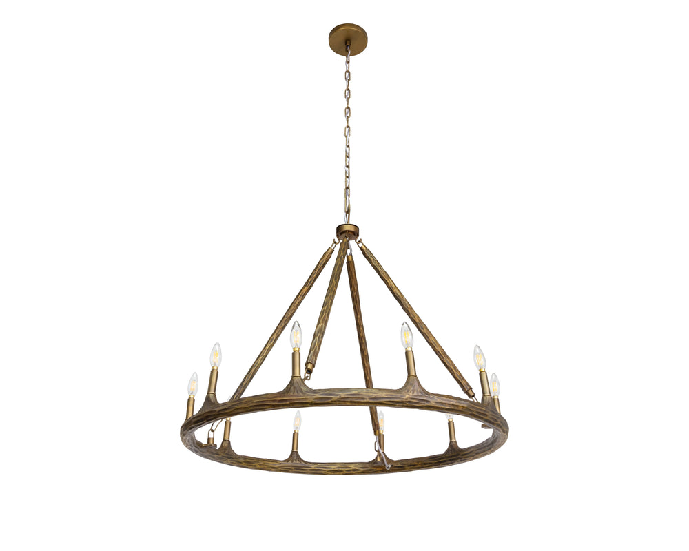 Sunpan Wolfgang Chandelier - Stunning Ceiling Fixture with 10 Bulbs, Elegant Design & Luxurious Finish Antique Brass