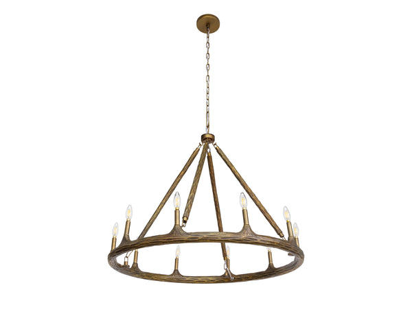 Sunpan Wolfgang Chandelier - Stunning Ceiling Fixture with 10 Bulbs, Elegant Design & Luxurious Finish Antique Brass