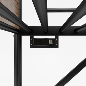 English Elm Twin Xl Metal Bunk Bed With Led Light & Charging Station, 2 Storage Drawers For Organized Living W2580S00048-GIGA