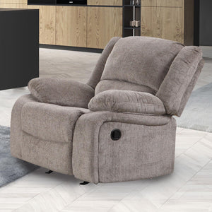English Elm Transitional Multi-Function Glider Recliner with Channel Back, Cup Holders, Hidden Storage, Upholstered Comfort Mocha 41 L x 30 W x 36 H B2741P385044