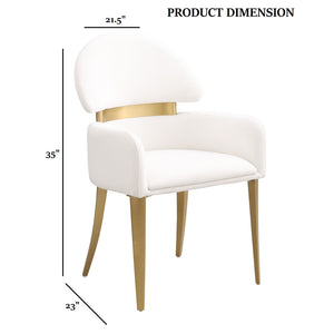 English Elm Contemporary Northall Arm Chair with Sleek Upholstery and Minimalist Profile for Modern Dining Spaces Gold,White 31 L x 21 W x 24 H B2741P404845