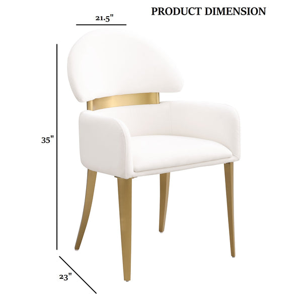 English Elm Contemporary Northall Arm Chair with Sleek Upholstery and Minimalist Profile for Modern Dining Spaces Gold,White 31 L x 21 W x 24 H B2741P404845