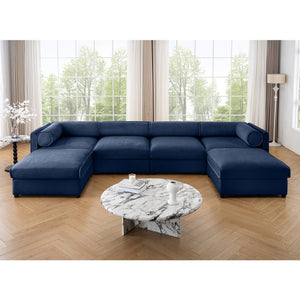 English Elm Modular Sectional Sofa With Storage Ottoman - Extra Large U-Shaped Couch For Stylish Living Rooms W714S01054