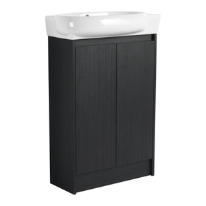 English Elm 23" Freestanding Bathroom Vanity with Ceramic Vessel Sink, Soft-Close Doors, Adjustable Shelf Storage Black Chestnut W999P206107
