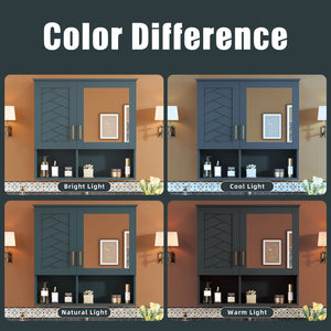 English Elm 2-in-1 Matte Wall Mounted Medicine Cabinet Soft Close Mirror Storage for Bathroom Vanity Blue N710P389456C